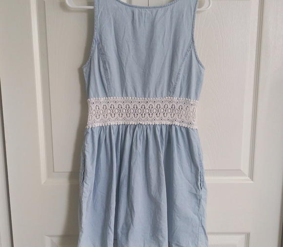 Pins & Needles Blue Denim & White Crochet Dress - Picture 4 of 8